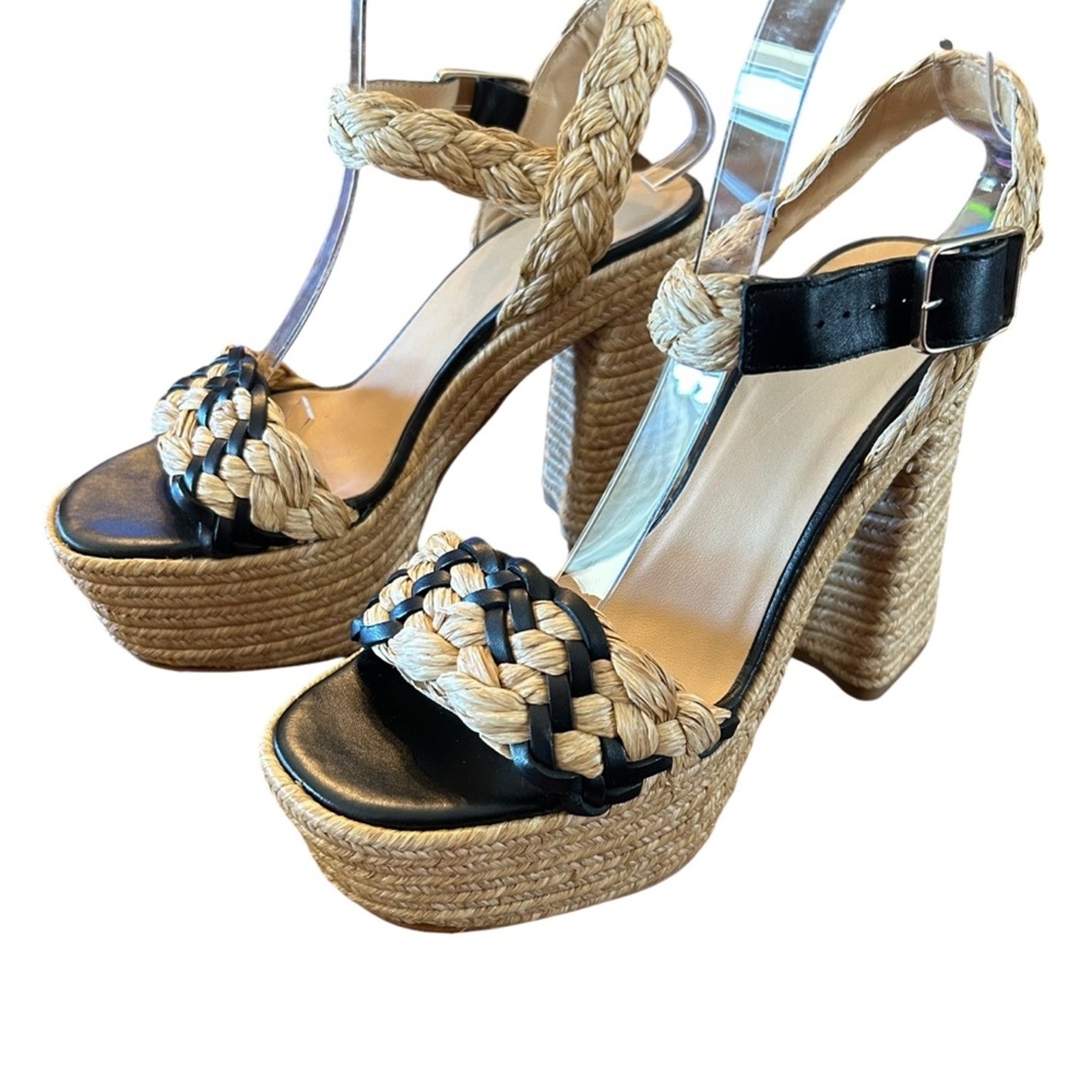Castaner Agnes Raffia & Leather Platform Sandals Braided Detail New Eu 40 Us 9